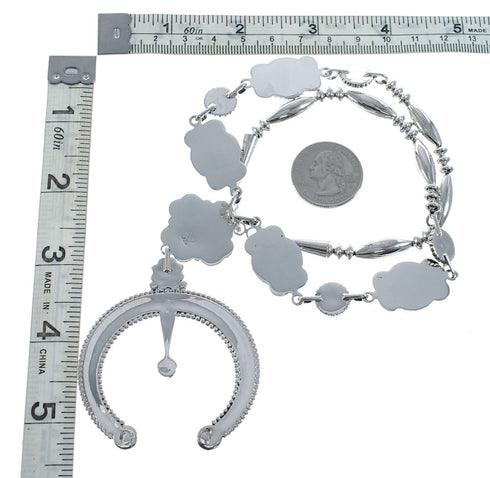 Navajo Naja Turquoise Authetnic Sterling Silver Link Necklace AX127951